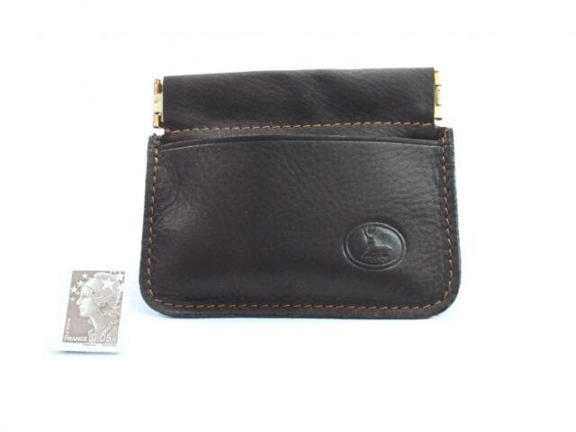 La Guêpe - Petite Maroquinerie - Porte-monnaie en cuir marron "Clap" - 431