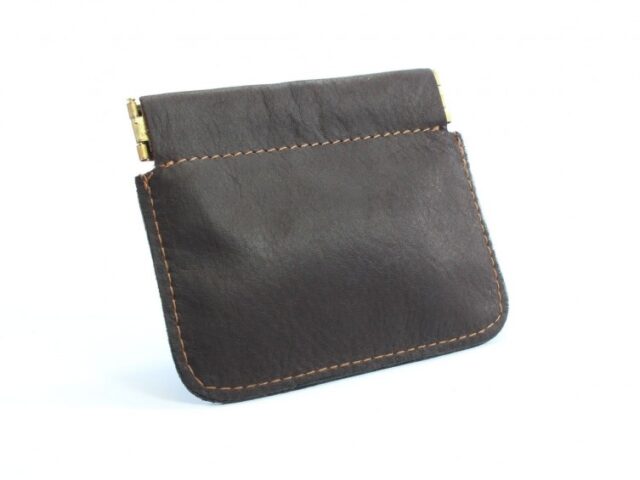 La Guêpe - Petite Maroquinerie - Porte-monnaie en cuir marron "Clap" - 431