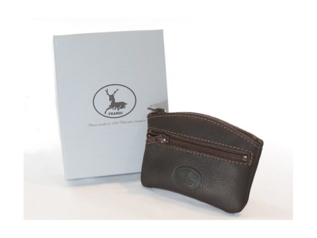 La Guêpe - Petite Maroquinerie - Porte-monnaie fermeture zippée cuir marron - 204