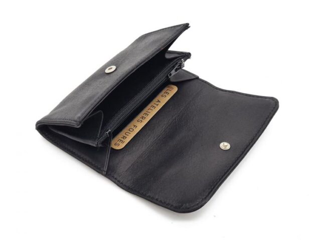 La Guêpe - Petite Maroquinerie - Porte monnaie en cuir noir - B27