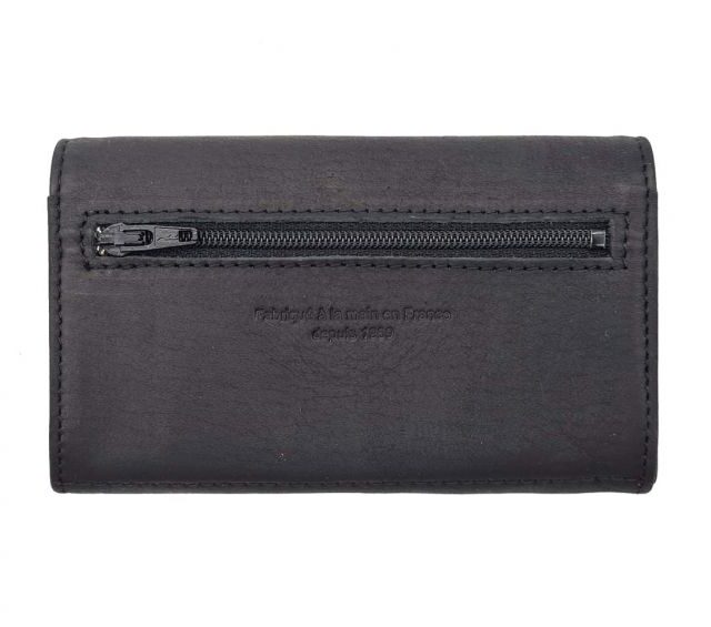 La Guêpe - Petite Maroquinerie - Porte monnaie en cuir noir - B27