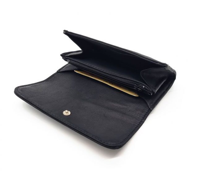 La Guêpe - Petite Maroquinerie - Porte monnaie en cuir noir - B27