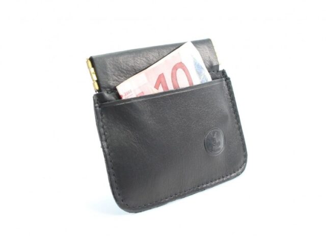 La Guêpe - Petite Maroquinerie - Porte-monnaie en cuir noir "Clap" - 431