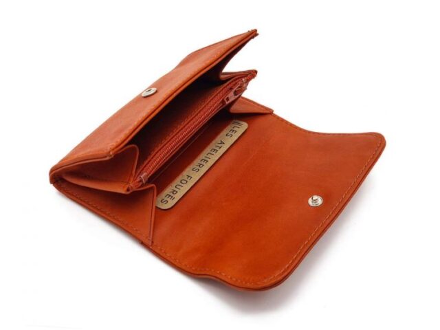 La Guêpe - Petite Maroquinerie - Porte monnaie en cuir orange - B27
