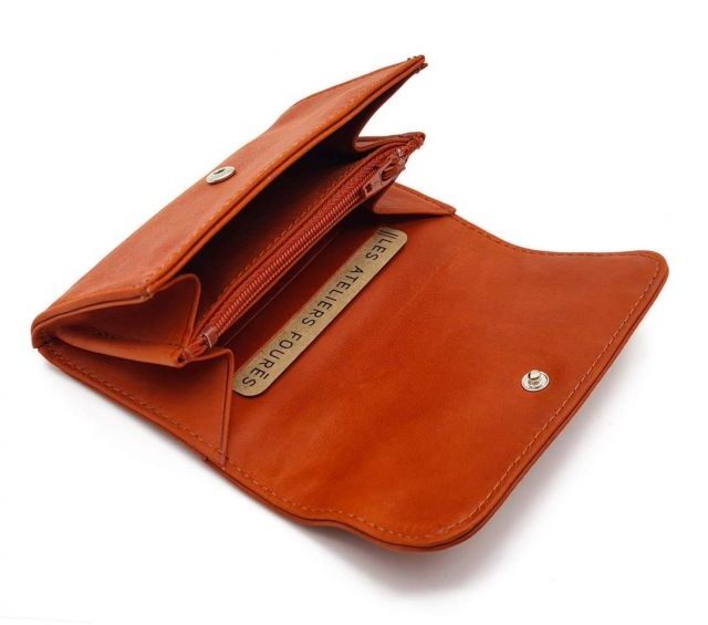La Guêpe - Petite Maroquinerie - Porte monnaie en cuir orange - B27