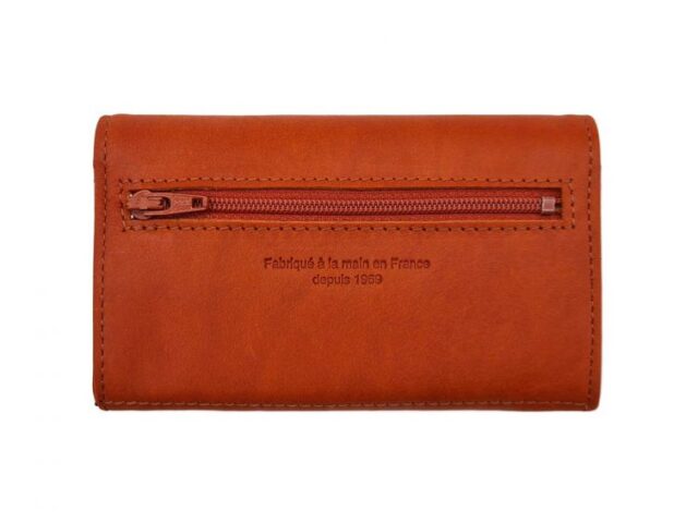 La Guêpe - Petite Maroquinerie - Porte monnaie en cuir orange - B27