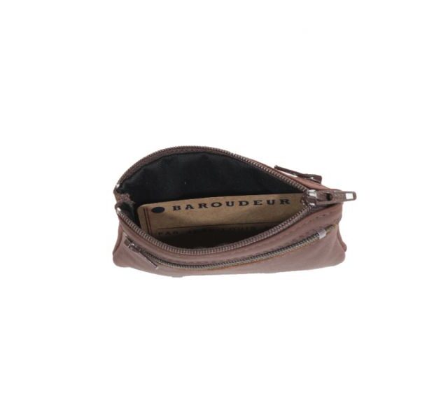 La Guêpe - Petite Maroquinerie - Porte monnaie et carte en cuir cognac - 9106