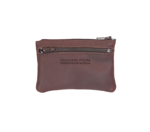 La Guêpe - Petite Maroquinerie - Porte monnaie et carte en cuir cognac - 9106