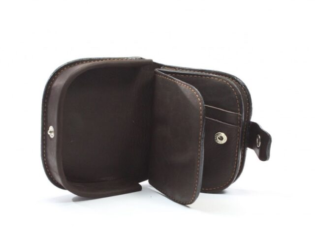 La Guêpe - Petite Maroquinerie - Porte-monnaie "fer à cheval" cuir marron - 702