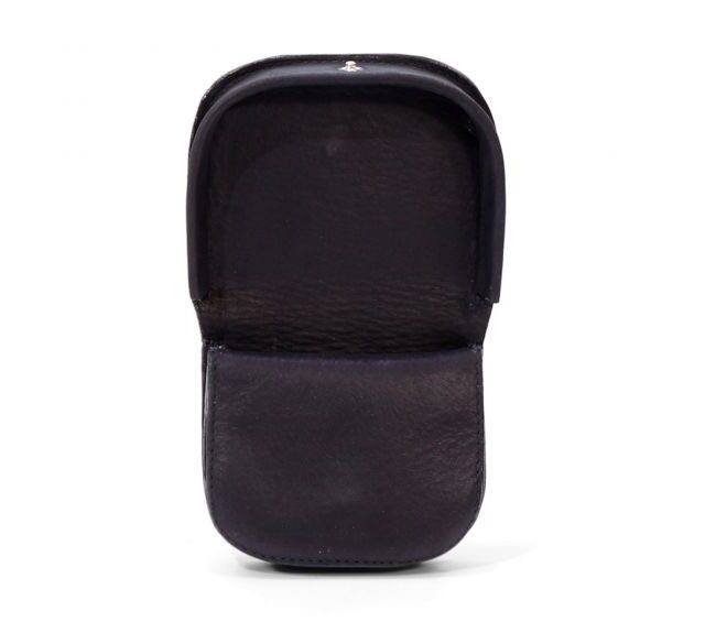 La Guêpe - Petite Maroquinerie - Porte-monnaie "fer à cheval" cuir noir toucher bougie - 702