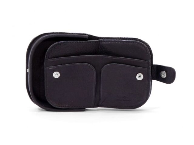 La Guêpe - Petite Maroquinerie - Porte-monnaie "fer à cheval" cuir noir toucher bougie - 702