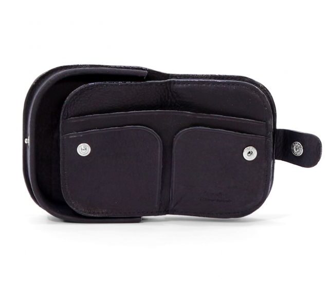 La Guêpe - Petite Maroquinerie - Porte-monnaie "fer à cheval" cuir noir toucher bougie - 702