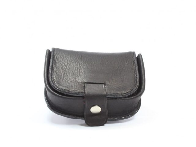 La Guêpe - Petite Maroquinerie - Porte-monnaie "fer à cheval" cuir noir toucher bougie - 702