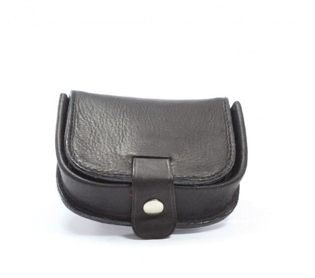 La Guêpe - Petite Maroquinerie - Porte-monnaie "fer à cheval" cuir noir toucher bougie - 702