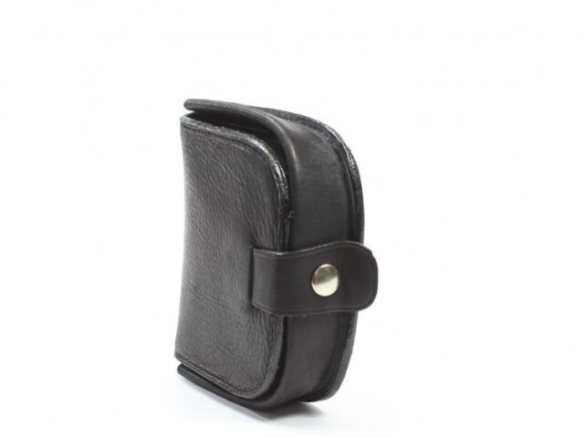 La Guêpe - Petite Maroquinerie - Porte-monnaie "fer à cheval" cuir noir toucher bougie - 702
