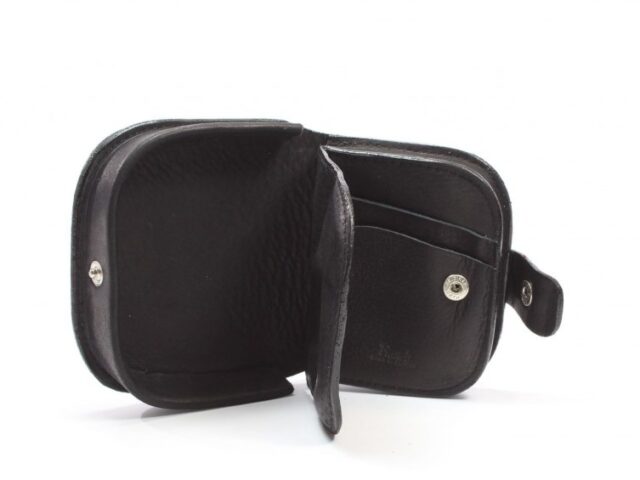 La Guêpe - Petite Maroquinerie - Porte-monnaie "fer à cheval" cuir noir toucher bougie - 702