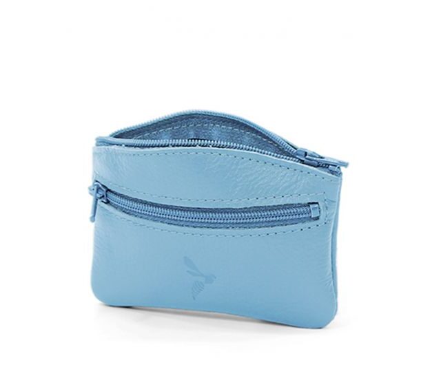 La Guêpe - Petite Maroquinerie - Porte-monnaie fermeture zippée en cuir azur - 204