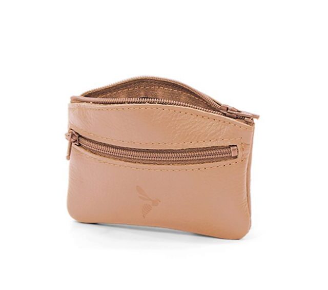La Guêpe - Petite Maroquinerie - Porte-monnaie fermeture zippée en cuir caramel - 204