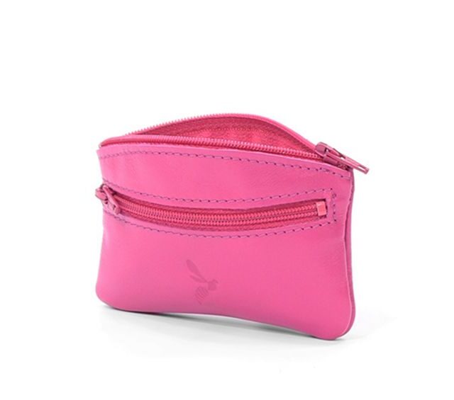 La Guêpe - Petite Maroquinerie - Porte-monnaie fermeture zippée en cuir fuchsia - 204