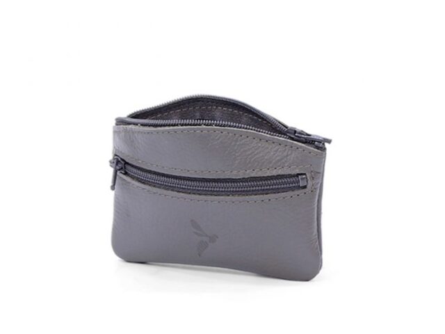 La Guêpe - Petite Maroquinerie - Porte-monnaie fermeture zippée en cuir gris - 204