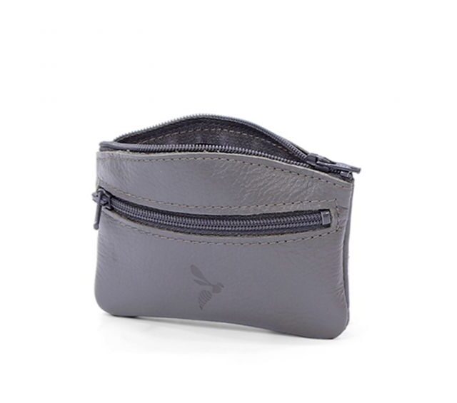 La Guêpe - Petite Maroquinerie - Porte-monnaie fermeture zippée en cuir gris - 204