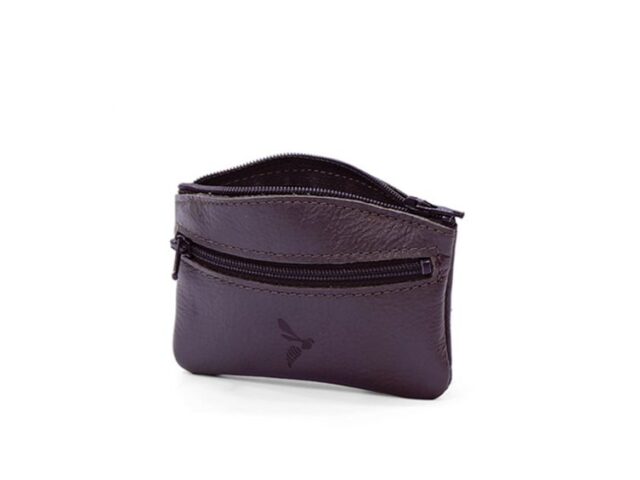 La Guêpe - Petite Maroquinerie - Porte-monnaie fermeture zippée en cuir marron - 204