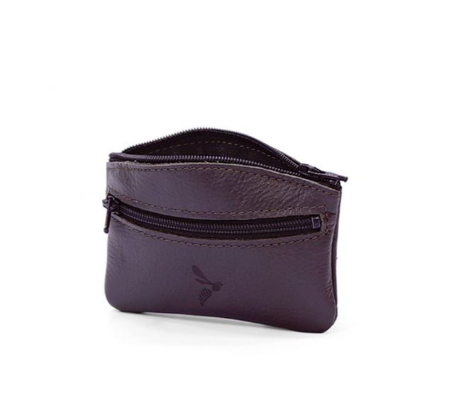 La Guêpe - Petite Maroquinerie - Porte-monnaie fermeture zippée en cuir marron - 204