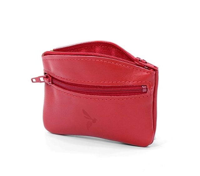 La Guêpe - Petite Maroquinerie - Porte-monnaie fermeture zippée en cuir rouge - 204