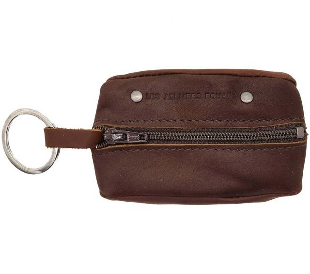 La Guêpe - Petite Maroquinerie - Porte monnaie grain de café en cuir cognac - 9230