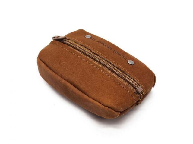 La Guêpe - Petite Maroquinerie - Porte monnaie grain de café en cuir fauve - 9230