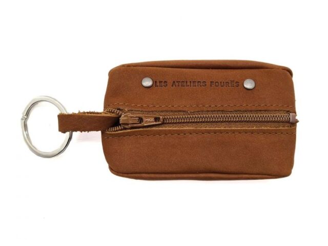 La Guêpe - Petite Maroquinerie - Porte monnaie grain de café en cuir fauve - 9230