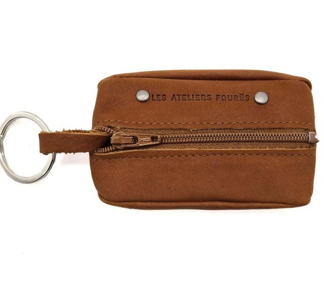 La Guêpe - Petite Maroquinerie - Porte monnaie grain de café en cuir fauve - 9230