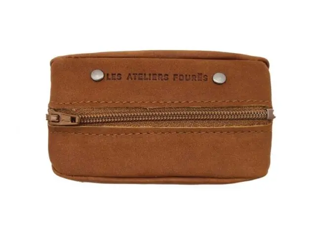 La Guêpe - Porte monnaie grain de café en cuir fauve – 9230