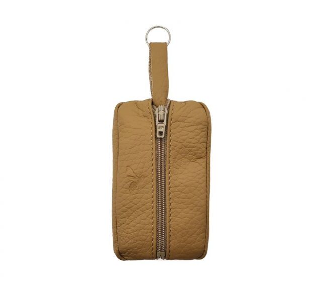 La Guêpe - Petite Maroquinerie - Porte-monnaie grain de café en cuir grainé beige - PM-035-05