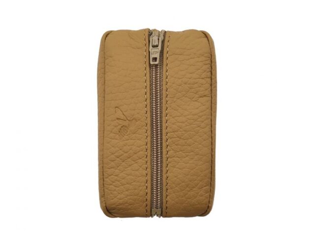 La Guêpe - Porte-monnaie grain de café en cuir grainé beige – PM-035-05