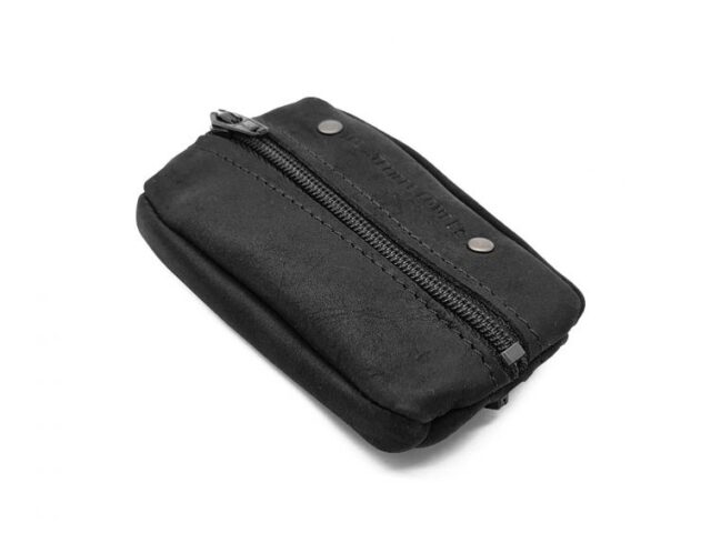 La Guêpe - Petite Maroquinerie - Porte monnaie grain de café en cuir noir - 9230