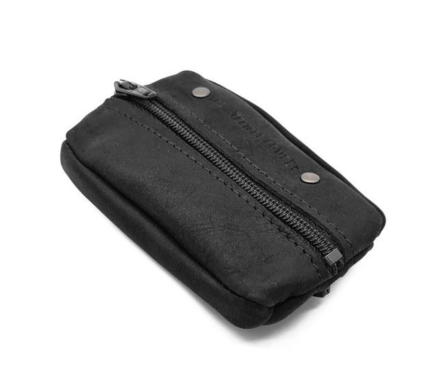 La Guêpe - Petite Maroquinerie - Porte monnaie grain de café en cuir noir - 9230