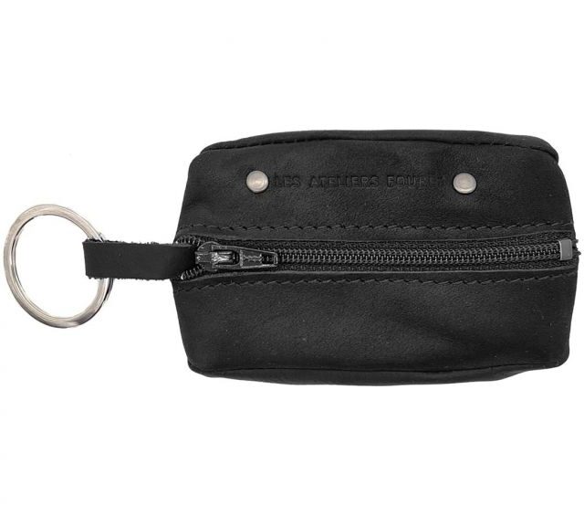 La Guêpe - Petite Maroquinerie - Porte monnaie grain de café en cuir noir - 9230