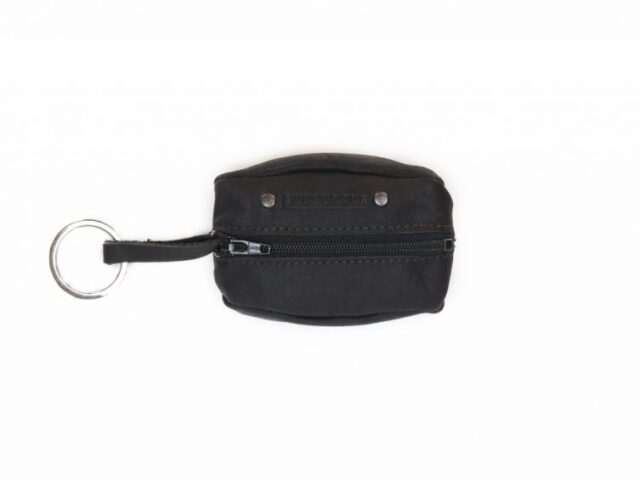 La Guêpe - Petite Maroquinerie - Porte monnaie grain de café en cuir noir - 9230