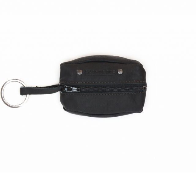 La Guêpe - Petite Maroquinerie - Porte monnaie grain de café en cuir noir - 9230