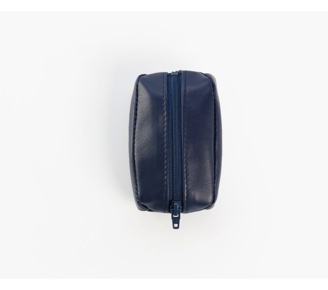 La Guêpe - Petite Maroquinerie - Porte-monnaie grain de café "Luxe" tout cuir bleu - PM-035-01