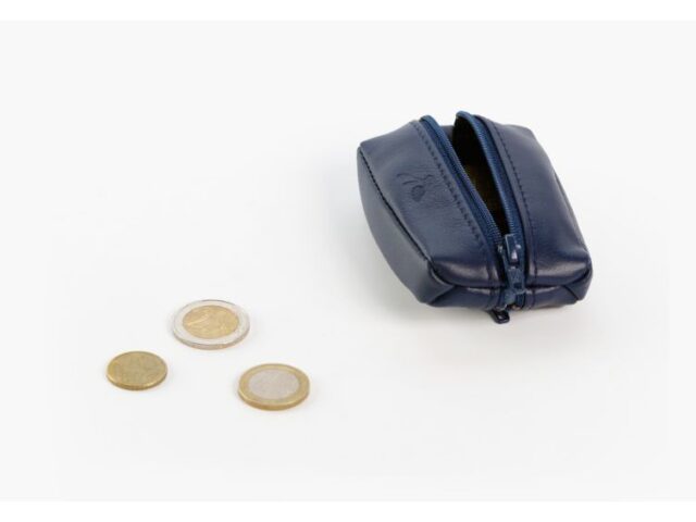 La Guêpe - Petite Maroquinerie - Porte-monnaie grain de café "Luxe" tout cuir bleu - PM-035-01