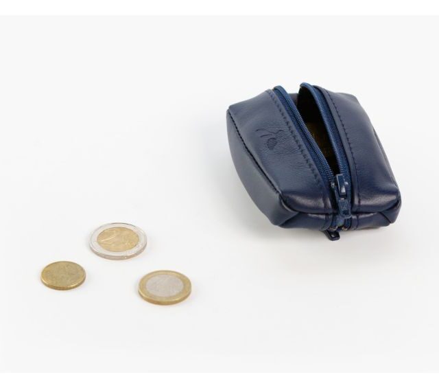La Guêpe - Petite Maroquinerie - Porte-monnaie grain de café "Luxe" tout cuir bleu - PM-035-01