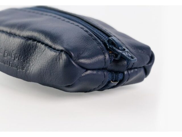 La Guêpe - Petite Maroquinerie - Porte-monnaie grain de café "Luxe" tout cuir bleu - PM-035-01