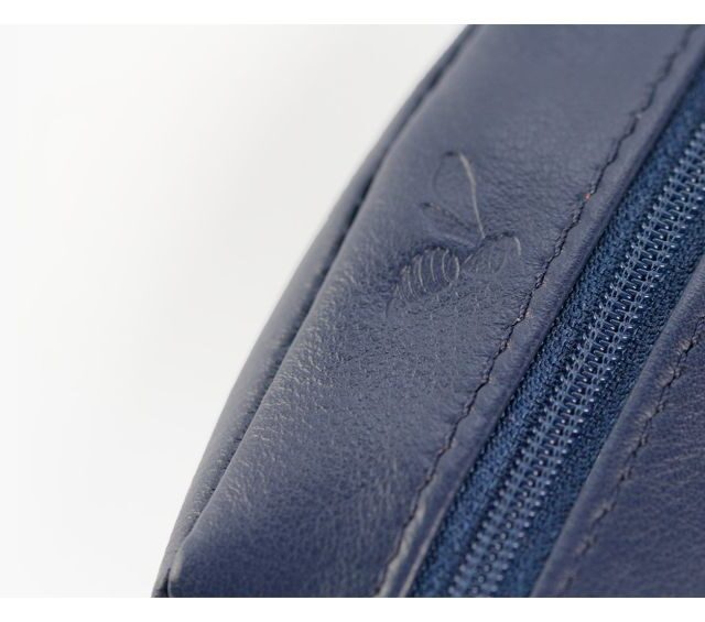 La Guêpe - Petite Maroquinerie - Porte-monnaie grain de café "Luxe" tout cuir bleu - PM-035-01