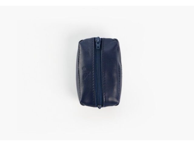 La Guêpe - Porte-monnaie grain de café “Luxe” tout cuir bleu – PM-035-01