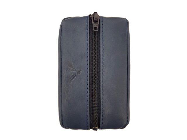 La Guêpe - Petite Maroquinerie - Porte-monnaie grain de café "Luxe" tout cuir bleu - PM-035-01