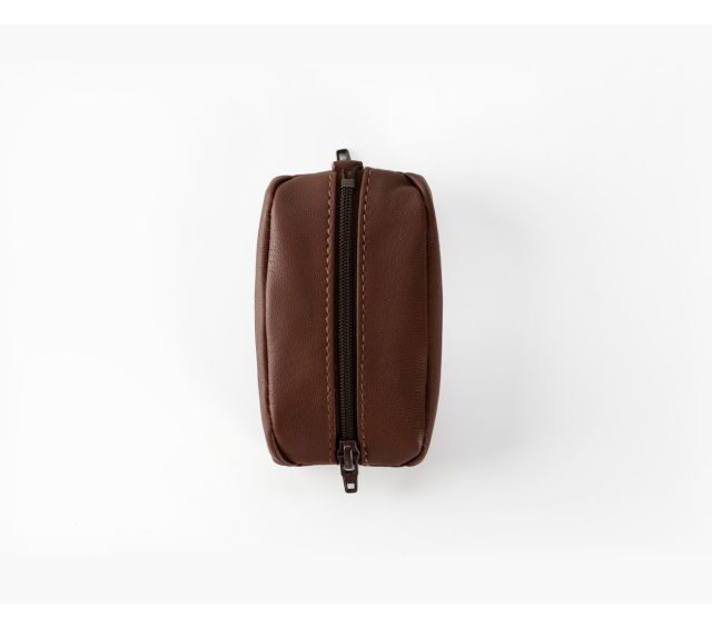 La Guêpe - Petite Maroquinerie - Porte-monnaie grain de café "Luxe" tout cuir marron - PM-035-01