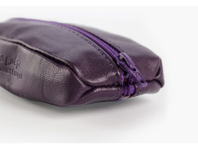 La Guêpe - Petite Maroquinerie - Porte-monnaie grain de café "Luxe" tout cuir myrtille - PM-035-01