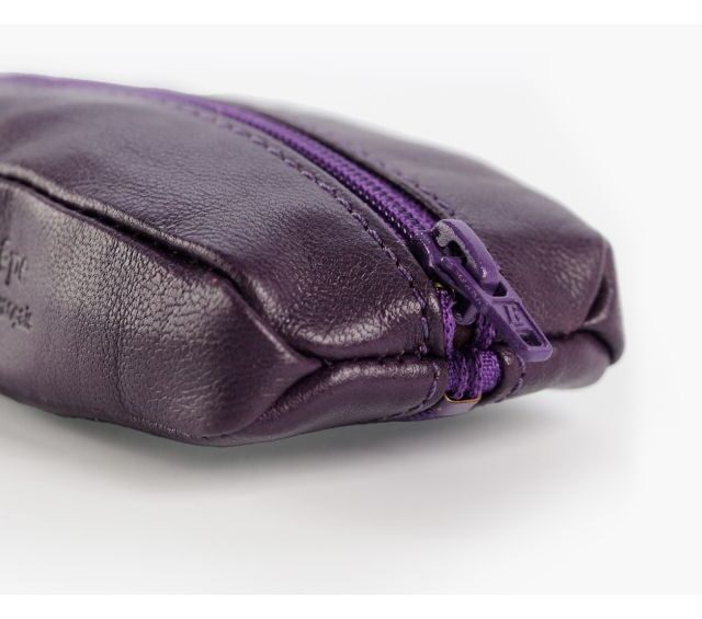 La Guêpe - Petite Maroquinerie - Porte-monnaie grain de café "Luxe" tout cuir myrtille - PM-035-01